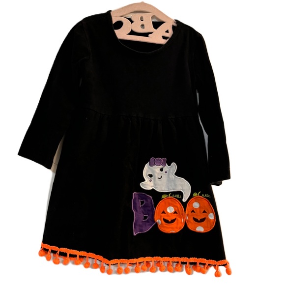 Halloween Black and Orange Pumpkin Ghost Dress. Patches design size Large - Picture 1 of 6